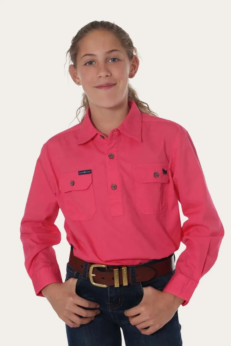 Ord River Half Button Kids Work Shirt - Melon