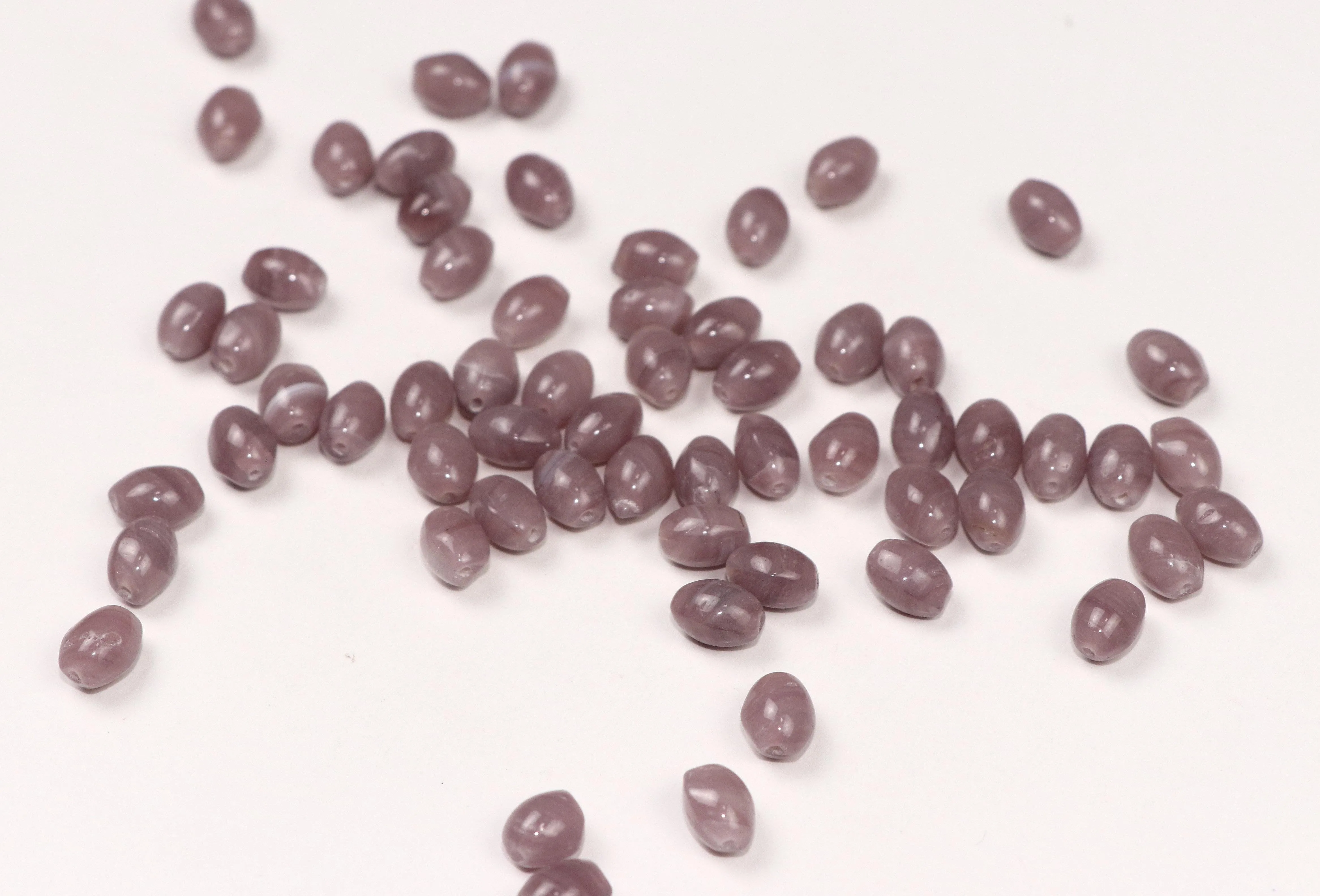 Purple Oval Fancy Glass Beads- 8x12 mm