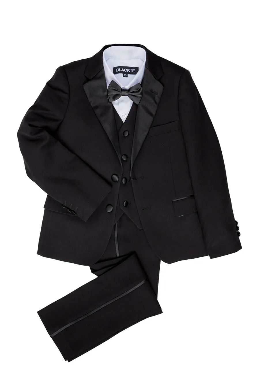 "Kingston" Kids Onyx Black Tuxedo (5-Piece Set)