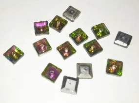 Rainbow Multicolour Square 1 Hole Glass Stones (8x8 mm)