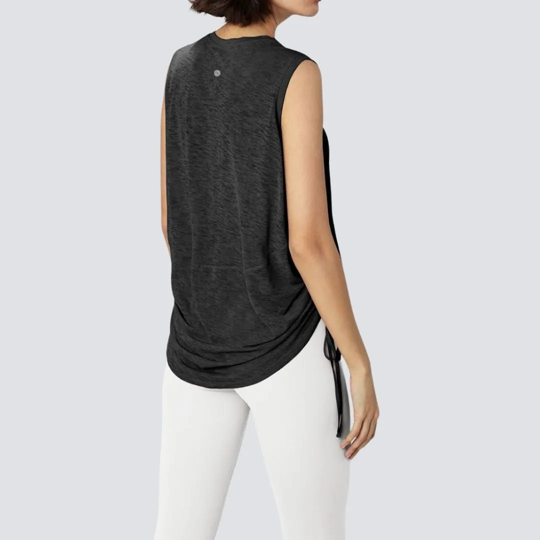 Sheer Sleeveless Cover T-Shirt - Black