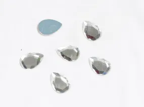 Silver Drop Glass Stones - 25x18 mm