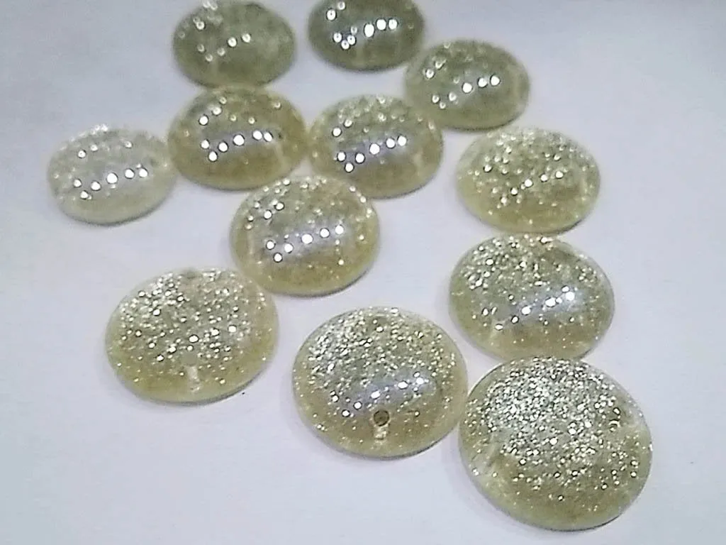 Silver Matte Circular 2 Hole Glass Stones