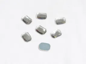 Silver Rectangular Glass Stones - 18x13 mm