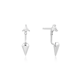 Silver Triangle Cubic Zirconia Geometric Stud Ear Jackets