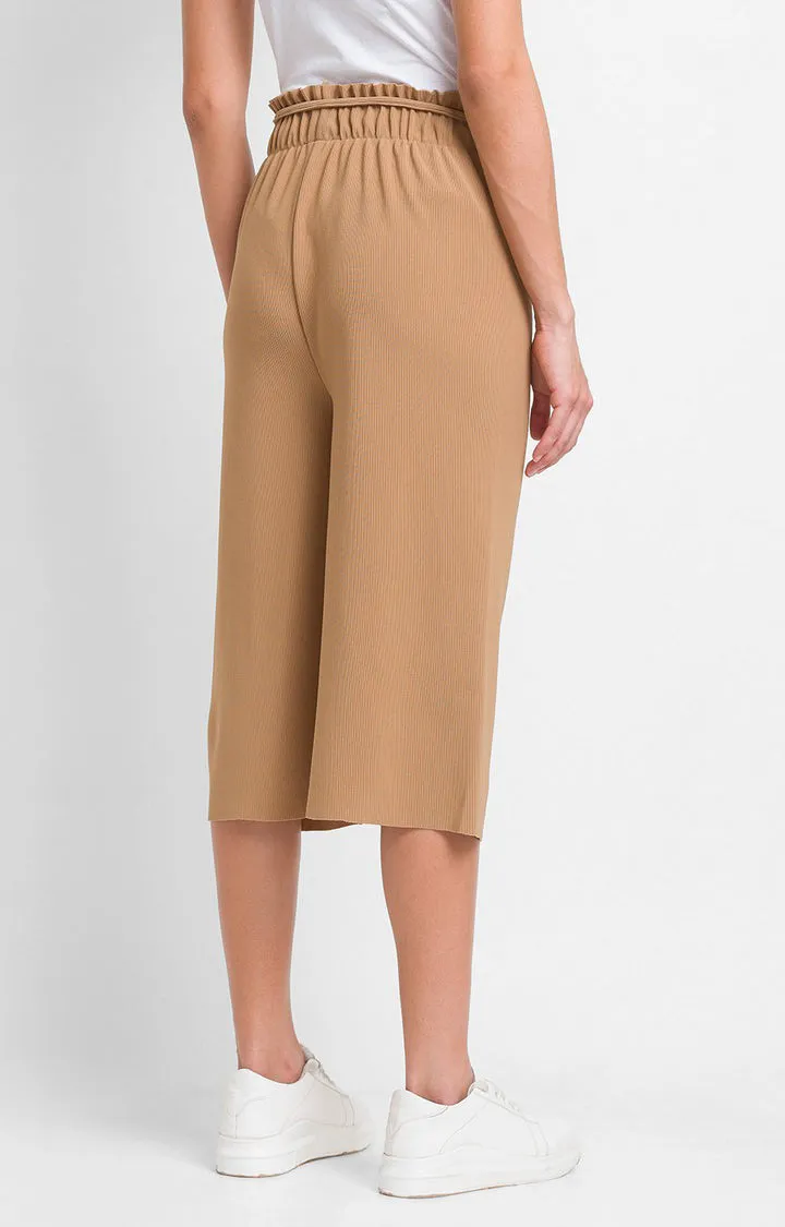 Spykar Khaki Cotton Loose Fit Culottes For Women