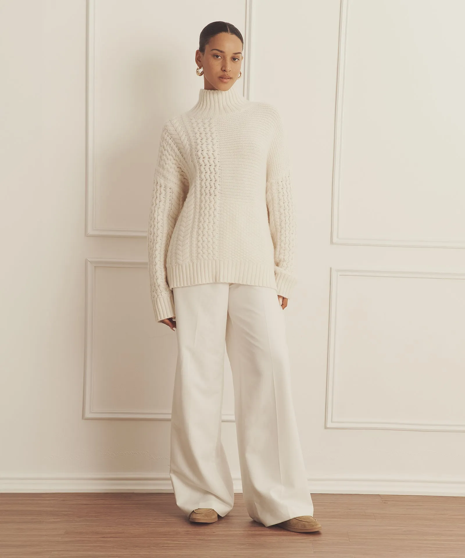 Super Luxe Cashmere Mixed Stitch Turtleneck