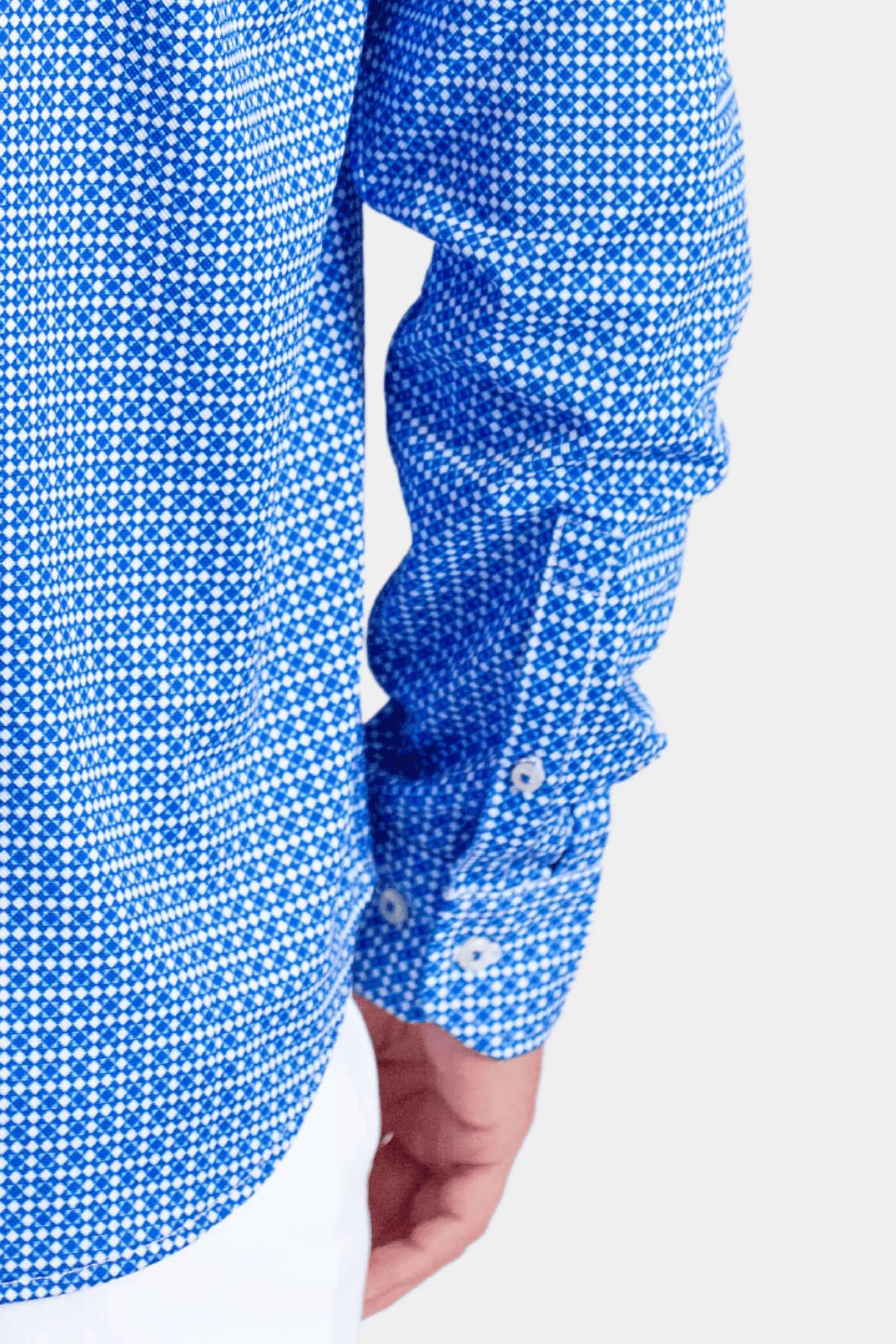 Swiss Check Long Sleeve Tech Shirt - Blue