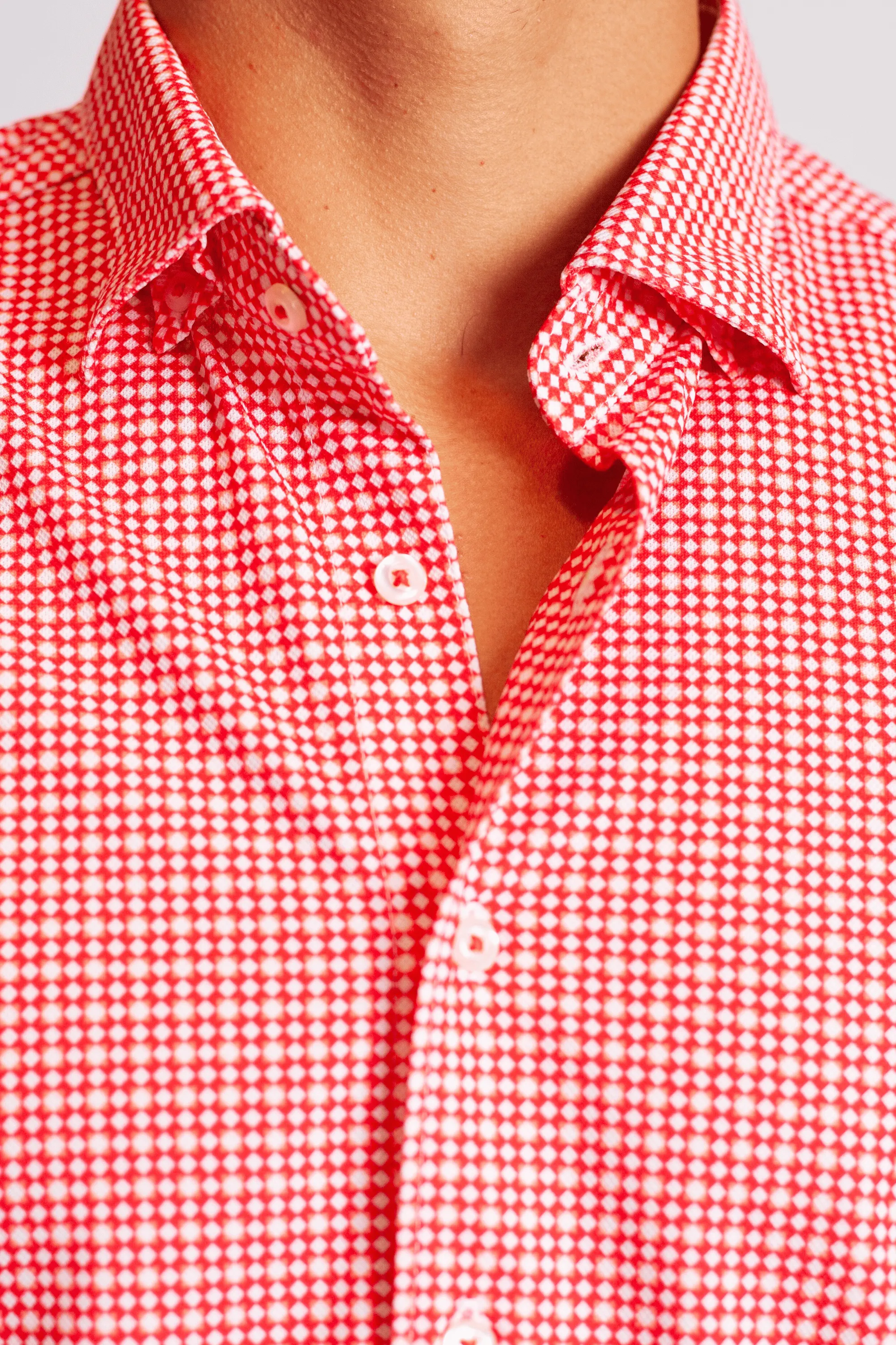 Swiss Check Long Sleeve Tech Shirt - Red