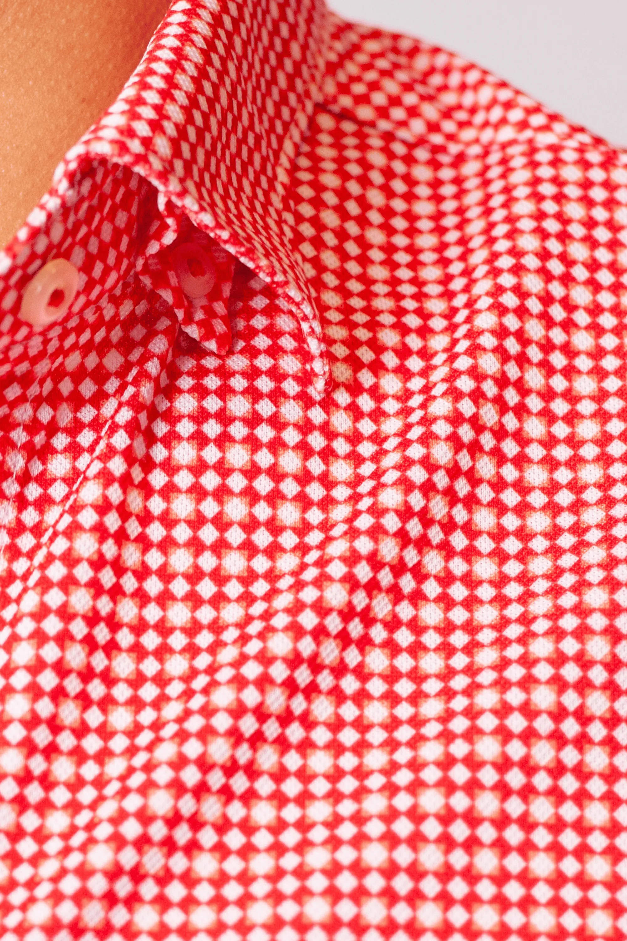 Swiss Check Long Sleeve Tech Shirt - Red