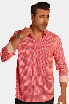 Swiss Check Long Sleeve Tech Shirt - Red