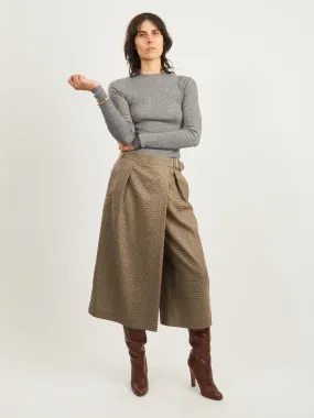 Tan/Multi Thomas Menswear Check Wrap Culotte