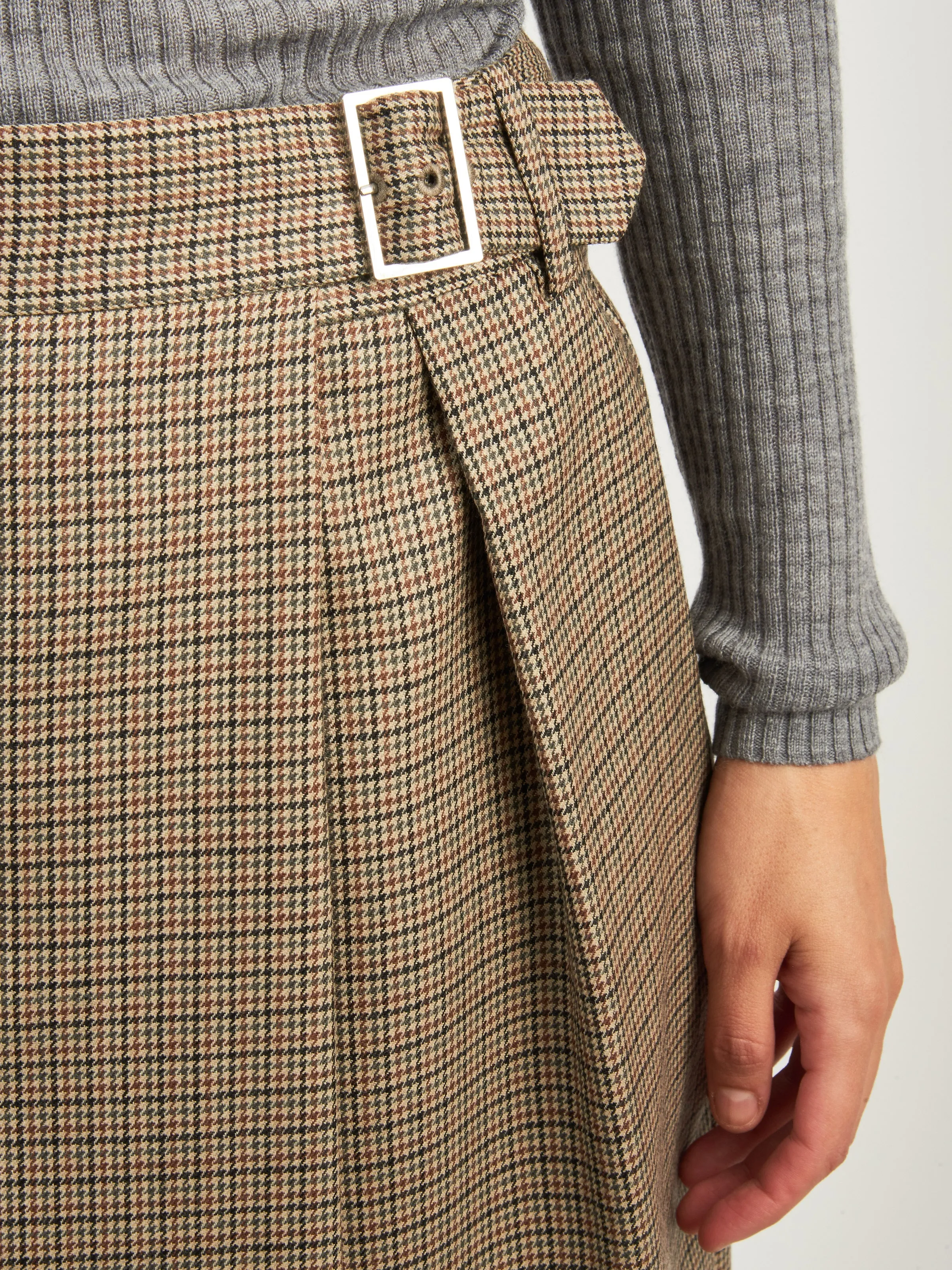 Tan/Multi Thomas Menswear Check Wrap Culotte