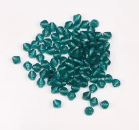 Teal Green Bicone Fancy Glass Beads- 6x6 mm