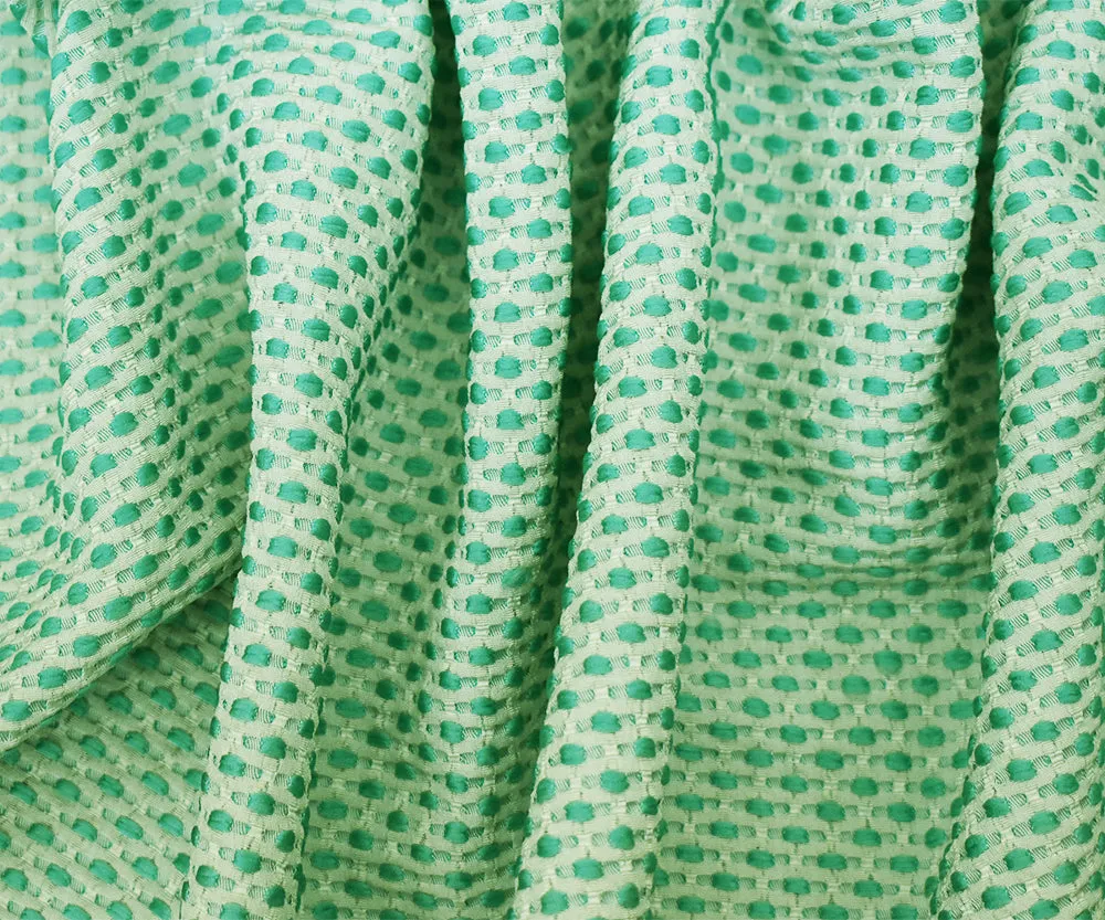 Teal-White Poly-Lycra Texture Dobby Jacquard Woven Fabric