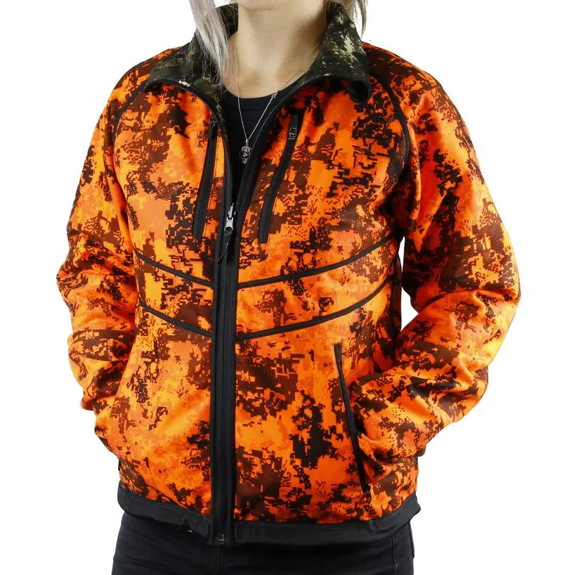 TECL-WOOD Women's Multi-Functional Reversible Jacket: Camo/Blaze Orange