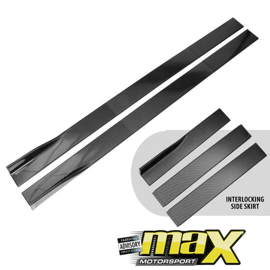 Universal 6-Piece Carbon Look Interlocking Side Skirts Extensions