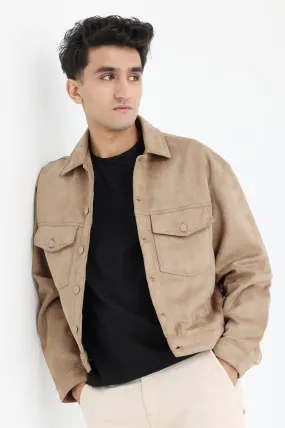 URBAN SUEDE SNAP JACKET-KHAKI