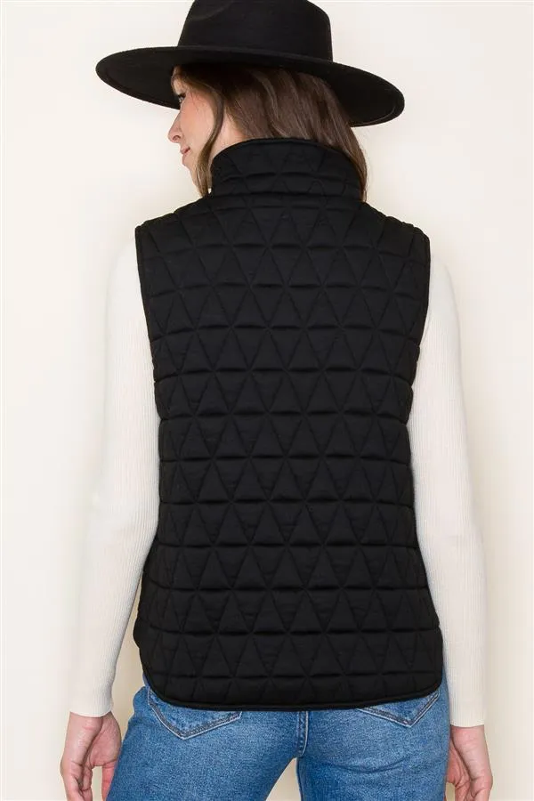 Walk on By Quilted Vest - Black