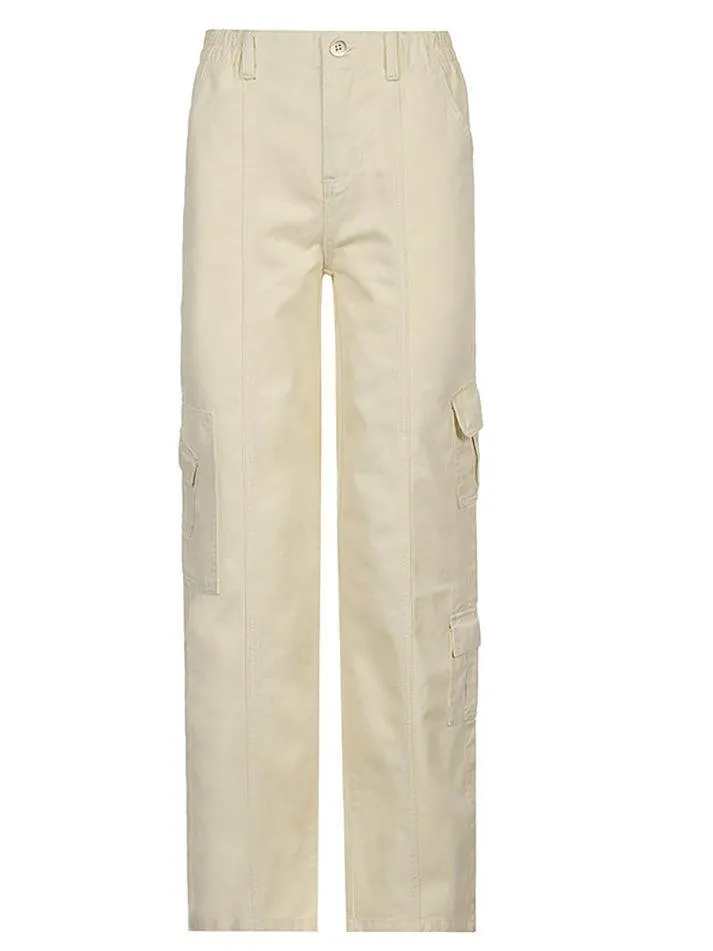 Washed Pocket Solid Cargo Pants