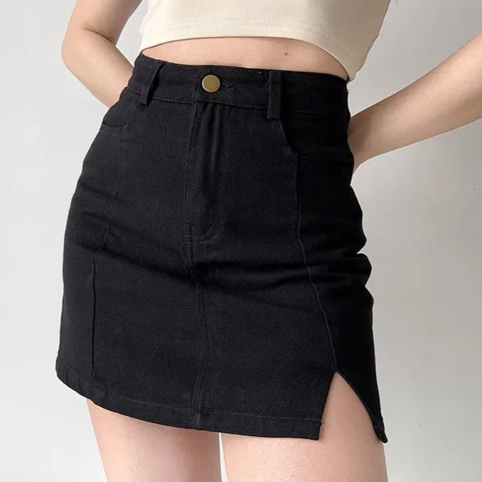 Wenkouban - New Look Split Denim Skirt