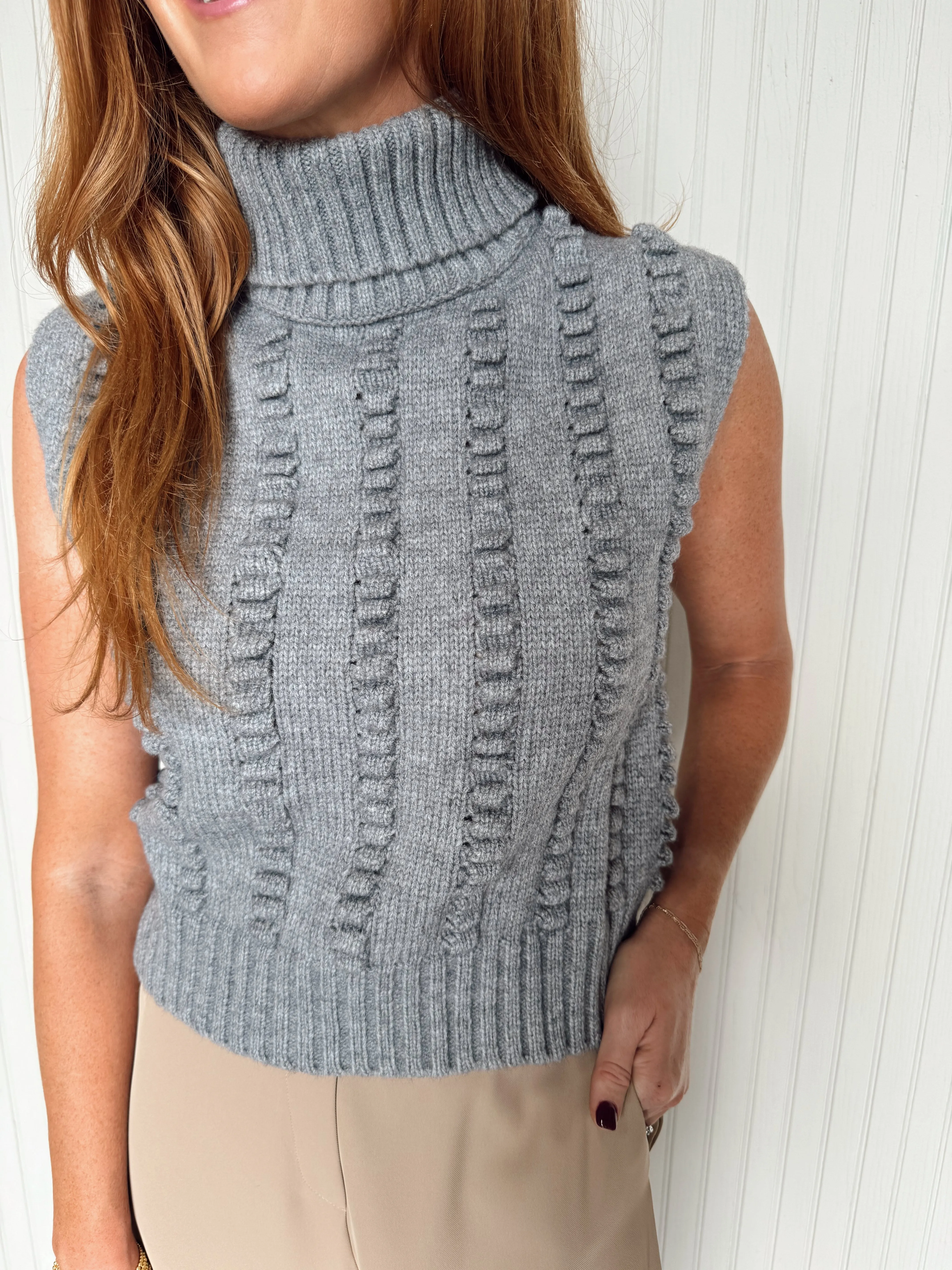 Willow Turtle Neck Textured Knit Vest