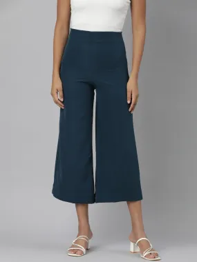 Women Teal Solid Culottes