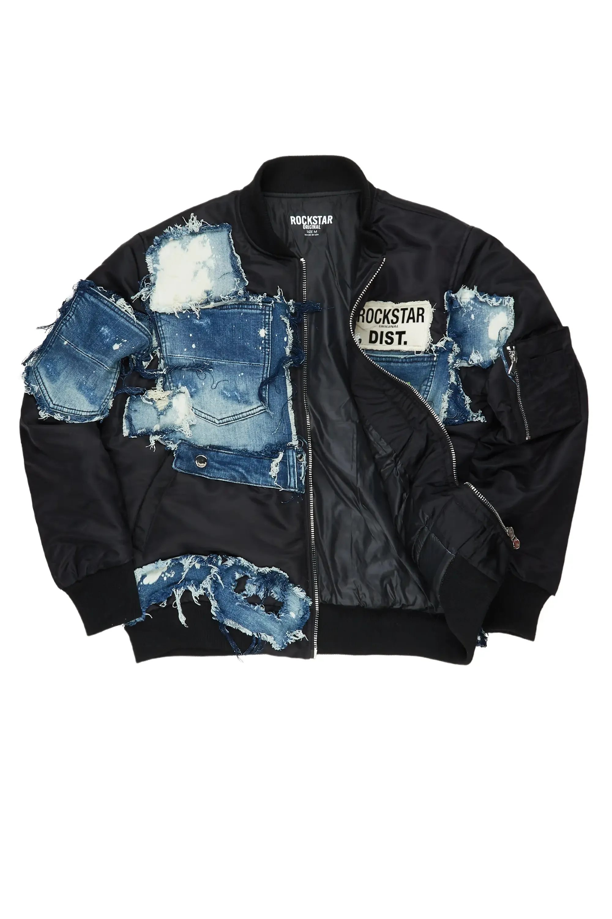 Xylo Black Patchwork Bomber Jacket